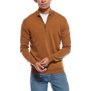 Mette Mens  Cashmere 1/4-Zip Mock Neck Sweater, Brown